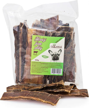 Pochoutka pro psy z hovězího jícnu, sušené pláty, balení 250g.