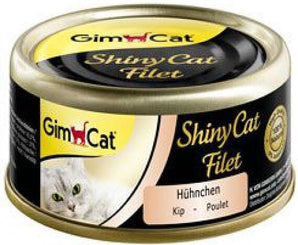 GimPet ShinyCat filet kuře ve vývaru 70 g – Konzerva pro kočky s kuřecím filetem ve vývaru, balení 70 g.