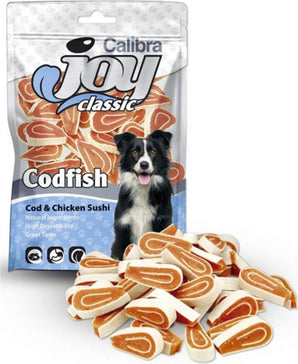 Calibra Joy Dog Classic Cod & Chicken Sushi 80g – Pamlsky pro psy s treskou a kuřetem, balení 80 g.