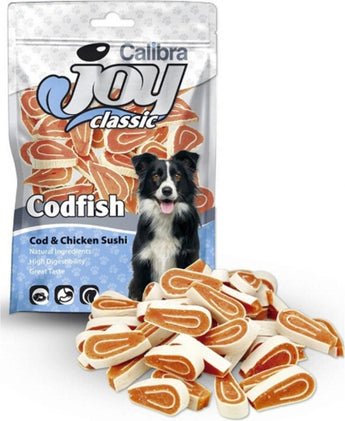 Calibra Joy Dog Classic Cod & Chicken Sushi 80g – Pamlsky pro psy s treskou a kuřetem, balení 80 g.