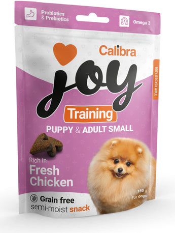 Calibra Joy Dog Training Puppy & Adult S Chicken 150g – Pamlsky pro štěňata a dospělé psy s kuřetem, balení 150 g.
