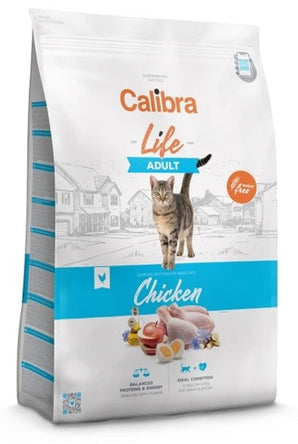 Calibra Cat Life Adult Chicken 1,5kg – Krmivo pro dospělé kočky s kuřecím masem, balení 1,5 kg.