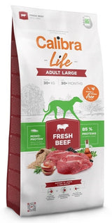 Calibra Dog Life Adult Large Fresh Beef 12kg – Krmivo pro dospělé psy velkých plemen s čerstvým hovězím, balení 12 kg.