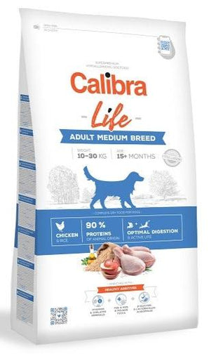 Calibra Dog Life Junior Medium Breed Chicken 2,5kg – Krmivo pro mladé psy středních plemen s kuřecím, balení 2,5 kg.