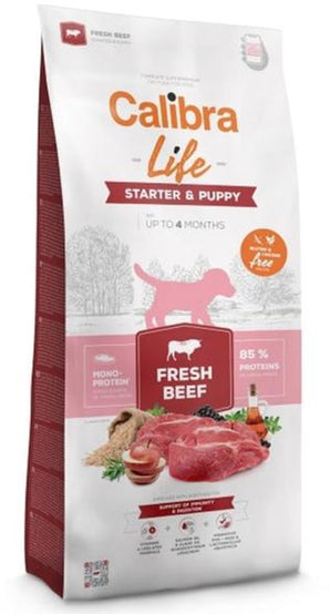 Calibra Dog Life Starter&Puppy Fresh Beef 2,5kg – Krmivo pro štěňata s čerstvým hovězím, balení 2,5 kg.
