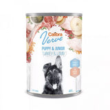 Calibra Dog Verve konz. GF Junior Turkey&Lamb 400 g, bezobilná konzerva s krůtím a jehněčím masem pro štěňata.