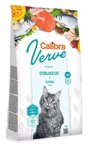 Calibra Cat Verve GF Adult Herring 750g – Bezobilné krmivo pro dospělé kočky se sledi, balení 750 g.