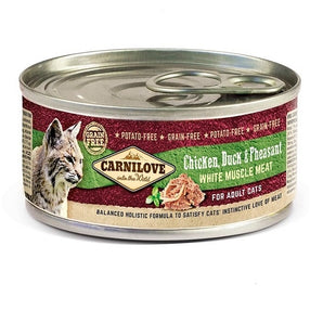 Carnilove White konz Mus Meat Duck&Pheasant Cats 100g – Konzerva pro kočky s kachním a bažantím masem, balení 100g