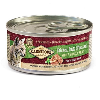 Carnilove White konz Mus Meat Duck&Pheasant Cats 100g – Konzerva pro kočky s kachním a bažantím masem, balení 100g