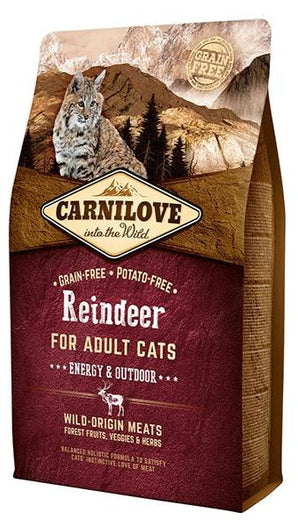 Carnilove Cat Reindeer for Adult Energy & Outdoor 2kg - krmivo s masem soba pro aktivní kočky, podpora zdraví.