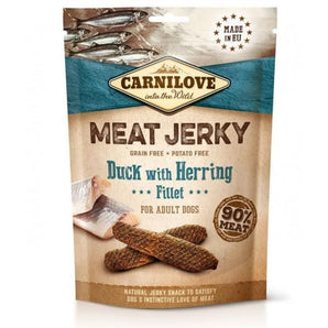 Carnilove Dog Jerky Duck&Herring Fillet 100g - jerky s kachnou a sleďem, podpora zdraví a vitality psů.