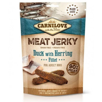Carnilove Dog Jerky Duck&Herring Fillet 100g - jerky s kachnou a sleďem, podpora zdraví a vitality psů.