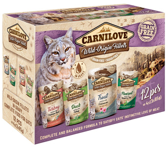 Carnilove Cat Pouch MULTIPACK 12x85g - multipack kapsiček s různými příchutěmi, kompletní výživa pro kočky.