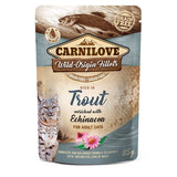 Carnilove Cat Pouch Trout Enriched With Echinacea 85g - pstruží kapsička s echinaceou, podpora imunity.