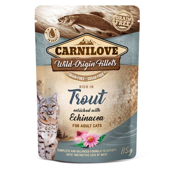 Carnilove Cat Pouch Trout Enriched With Echinacea 85g - pstruží kapsička s echinaceou, podpora imunity.
