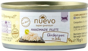Nuevo Cat Handmade Chicken in Jelly 70 g – Ručně vyráběné krmivo pro kočky s kuřetem v želé, balení 70 g.