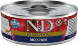 N&D GF CAT QUINOA Digestion Lamb & Fennel 80 g – Bezobilné krmivo pro kočky s jehněčím a fenyklem, balení 80g.
