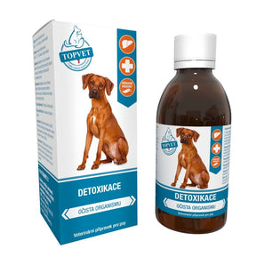 Detoxikace sirup pro psy, TOPVET, 200 ml, detoxikační podpora pro psy.