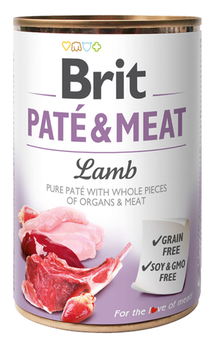 Brit Dog konz Paté & Meat Lamb 400g - paštika s jehněčím pro psy, podpora vitality a energie.