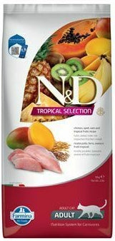 N&D TROPICAL SELECTION CAT Adult Chicken 10 kg - Kompletní krmivo pro dospělé kočky s kuřecím masem. Balení 10 kg.
