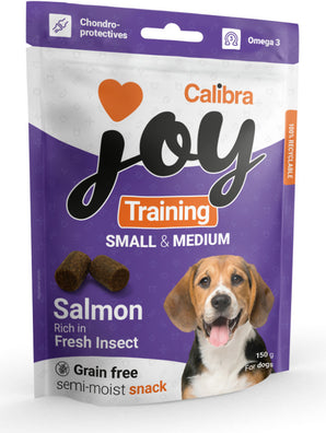 Calibra Joy Dog Training S&M Salmon & Insect 150g – Pamlsky pro psy pro výcvik s lososem a hmyzem, balení 150 g.