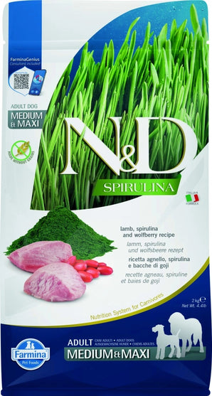 N&D SPIRULINA DOG Adult M/L Lamb & Wolfberry 2kg