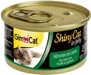 Shiny cat Kure s jehnecim 70 g – Konzerva pro kočky s kuřecím a jehněčím masem, balení 70 g.