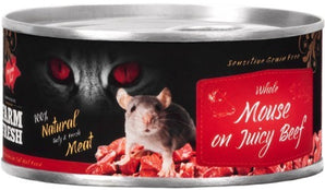 Farm Fresh Cat Whole Mouse on juicy Beef 100 g – Krmivo pro kočky s hovězím, balení 100 g.