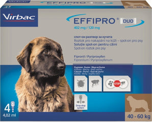 Effipro DUO Dog XL, (40-60 kg), 402/120 mg, 4x4,02 ml, antiparazitní kapky pro psy.