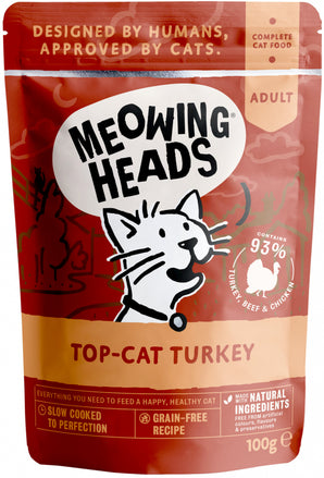 Meowing Heads Top Cat Turkey 100 g – Konzerva pro kočky s krůtím masem, balení 100 g.