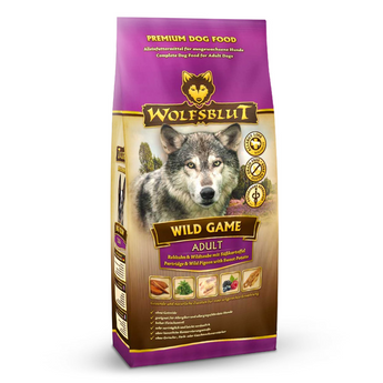 Granule Wolfsblut Dog Adult Wild Game se zvěřinou pro dospělé psy, 12,5 kg.