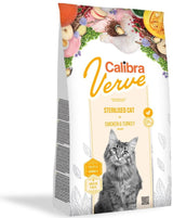 Calibra Verve Grain Free Sterilised Chicken & Turkey 3,5 kg - Grain free krmivo pro sterilizované kočky s kuřecím a krůtím masem. Balení 3,5 kg.