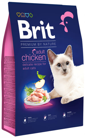 Brit Premium by Nature Cat Adult Chicken 8 kg – Granule pro dospělé kočky s kuřecím masem, balení 8 kg.