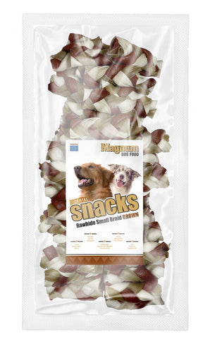 Malý pletený hnědý Magnum Rawhide 6,5 cm, balení 40 ks.