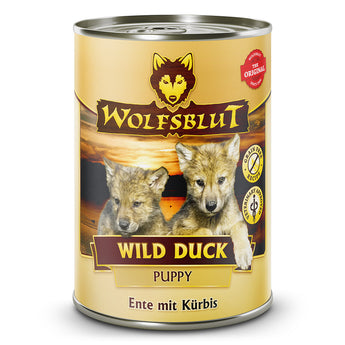 Konzerva Wolfsblut Dog Puppy Wild Duck s kachním masem pro štěňata, 395 g.
