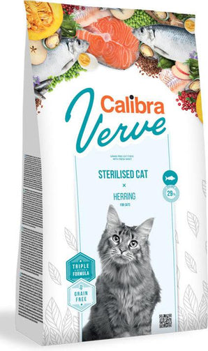 Calibra Verve Grain Free Sterilised Herring 3,5 kg - Grain free krmivo pro sterilizované kočky s vysokým obsahem sleďů. Balení 3,5 kg.