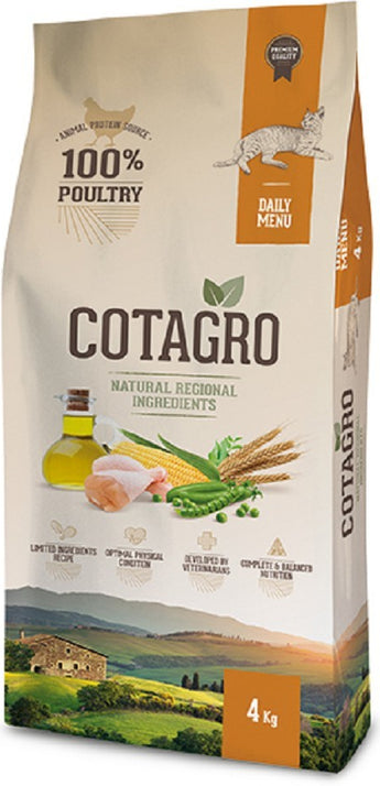 COTAGRO Daily Menu 4 kg – Krmivo pro kočky pro každodenní stravování, balení 4 kg.