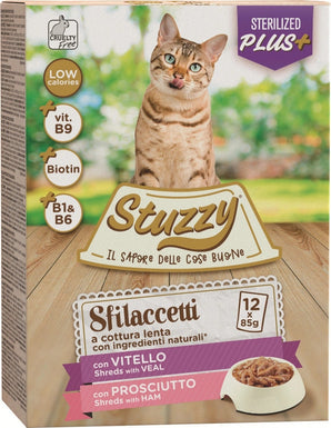 Stuzzy Cat kapsa Adult Sterilised, šunka, 12 x 85 g, kompletní krmivo.
