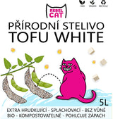 Rebel Cat přírodní, hrudkující Tofu White 5 l – Přírodní hrudkující stelivo pro kočky z tofu, objem 5 l.