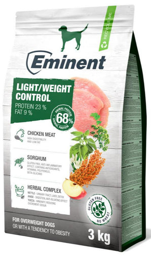 Eminent Dog Light/Weight Control 3kg – dietní krmivo pro psy, podporuje kontrolu hmotnosti a zdraví.