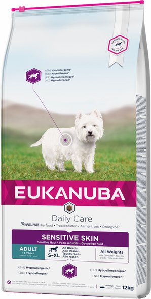 Eukanuba Dog DC Sensitive Skin 12kg – Krmivo pro psy s citlivou kůží, balení 12kg