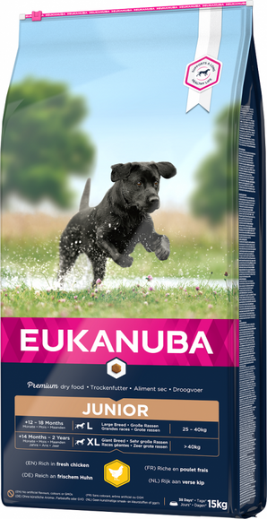 Eukanuba Dog Junior Large & Giant 15kg – Krmivo pro mladé psy velkých a obřích plemen, balení 15kg