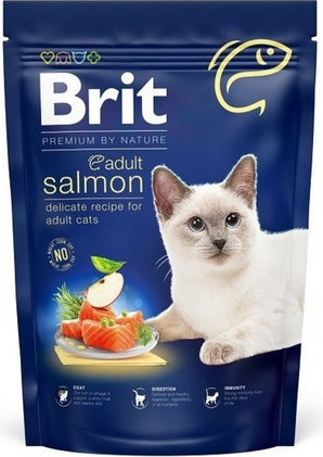 Brit Premium by Nature Cat Adult Salmon 1,5 kg – Krmivo pro dospělé kočky s lososem, balení 1,5 kg.