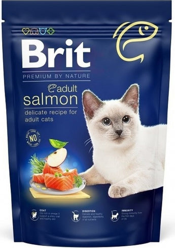 Brit Premium by Nature Cat Adult Salmon 1,5 kg – Krmivo pro dospělé kočky s lososem, balení 1,5 kg.