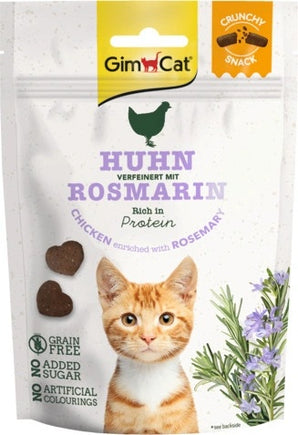 GimCat Crunchy Snacks Kuře s rozmarýnem 50g – Křupavé pamlsky pro kočky s kuřecím masem a rozmarýnem, balení 50g