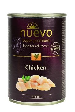 Nuevo Cat Adult Kuře 400 g – Kompletní krmivo pro dospělé kočky s kuřecím masem, balení 400 g.