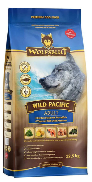 Granule Wolfsblut Dog Adult Wild Pacific s lososem a treskou pro dospělé psy, 12,5 kg.