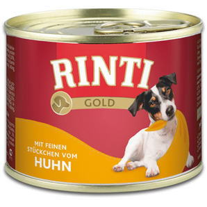 Rinti Dog Gold konzerva kuře 185g - Krmivo s kuřetem pro pestrou a zdravou stravu.