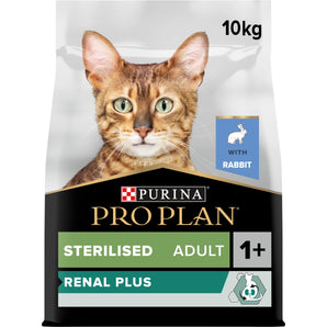 ProPlan Cat Adult Sterilised Renal Plus Rabbit 10kg - balení krmiva pro dospělé sterilizované kočky s králičím masem, 10 kg.