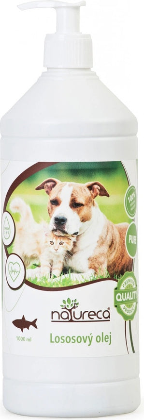 Lososový olej NATURECA 100% 1000ml v lahvi.